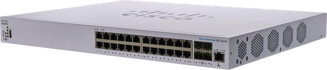 Cisco CBS350-24XT avec 24 ports 10G RJ45 et 4 ports 10G SFP+