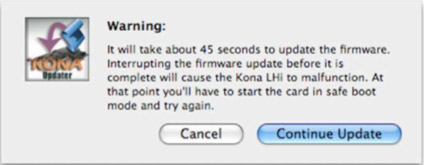 Driver Kona LHi version 1.1 pour Final Cut Studio 2