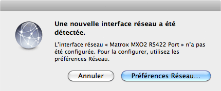Configuration initiale des Matrox MXO2
