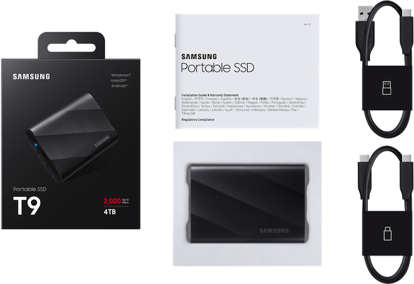 Samsung T9 USB 3.2 Gen 2x2 Type C de 2 To (noir)